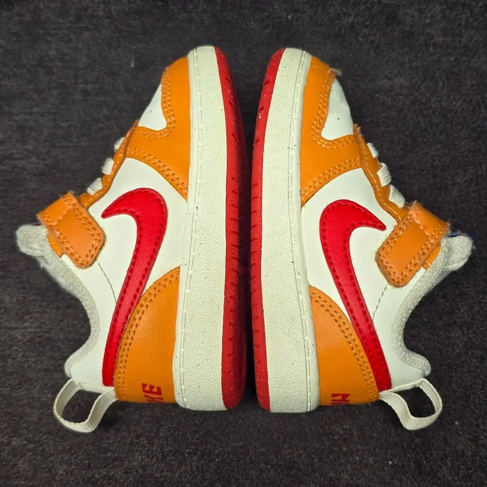 Nike Court Borough Low 2 Sail Hot Curry Toddler Sneakers Velcro Strap Shoes